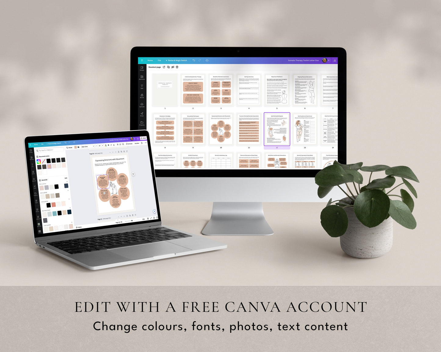 Somatic Therapy Worksheets – Canva Templates for Emotional Regulation & Trauma Healing