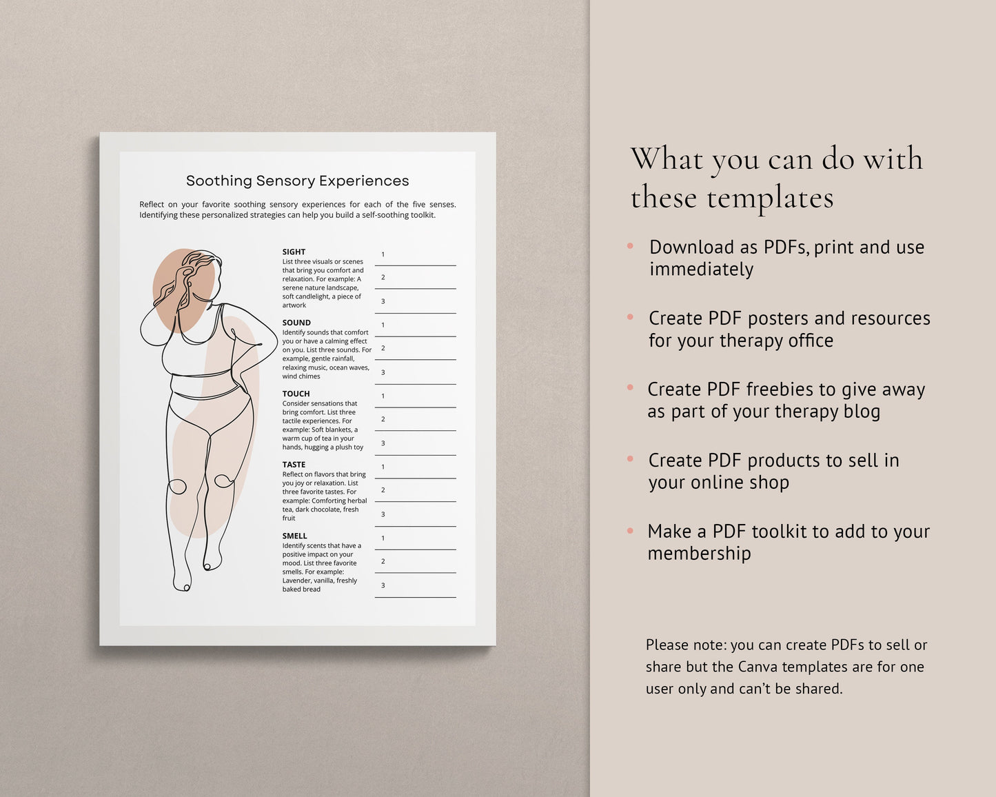 Somatic Therapy Worksheets – Canva Templates for Emotional Regulation & Trauma Healing