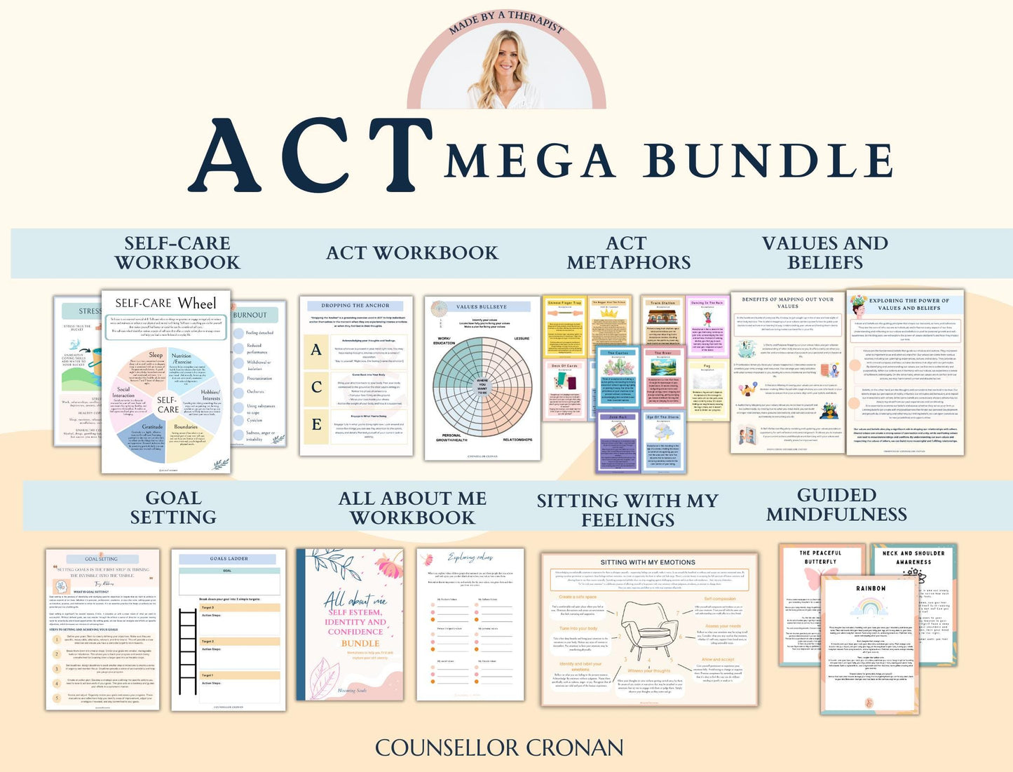 Empower Growth with ACT Tools — Acceptance Therapy Worksheets & Cards Bundle