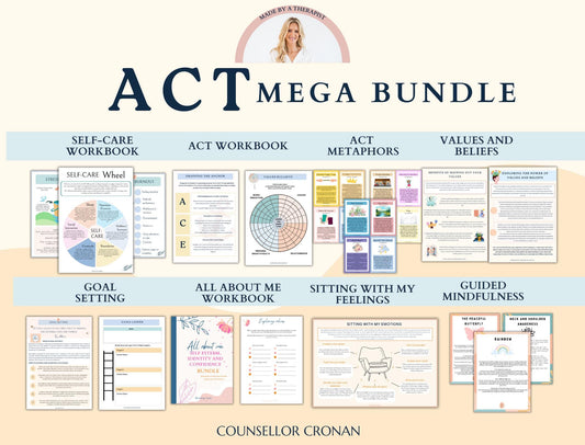 Empower Growth with ACT Tools — Acceptance Therapy Worksheets & Cards Bundle