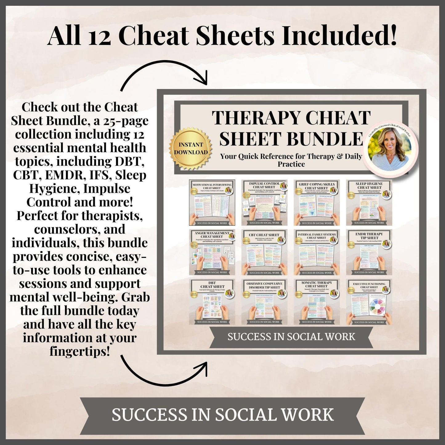 CBT Cheat Sheet CBT Therapy Worksheets for Therapist, Psychologist or Counselor, CBT Coping Skills Tools, cbt Therapy, Counseling Resources